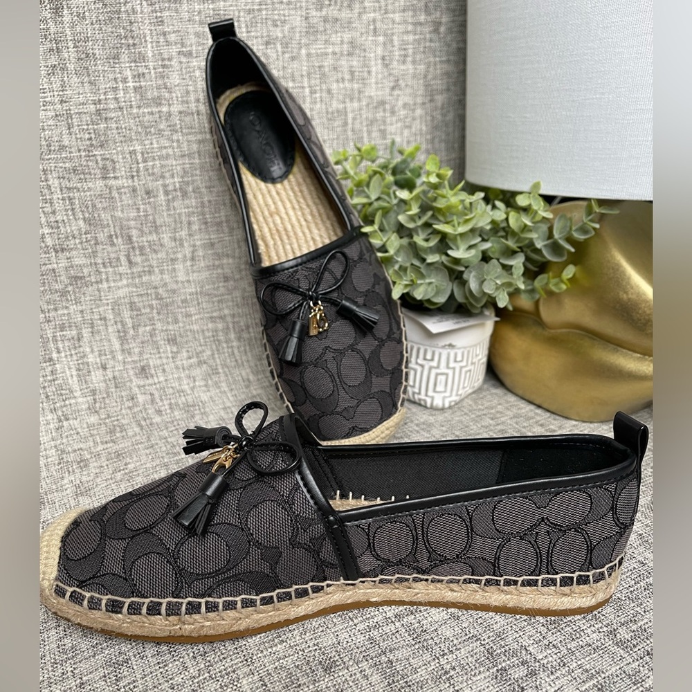 $129( NEW)Coach Carson Signature Jacquard Upper Logo Espadrille - Picture 5 of 8